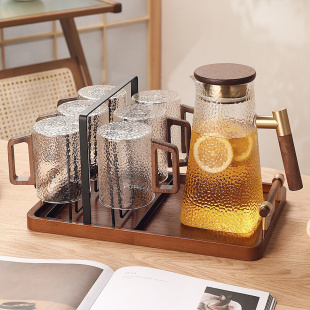 客厅待客玻璃水杯水壶套装 家用喝水杯子茶杯高端杯具水具茶具一套