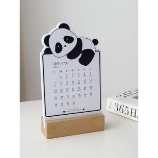 创意礼物 饰摆件 ins风2023年桌面日历 可爱佛系熊猫台历 高颜值装