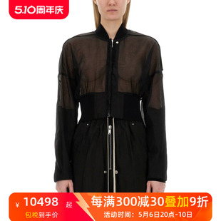 纱质女短款 夹克T恤黑色SS24修身 RICKOWENS新款 时尚 上衣 束腰长袖