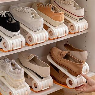 托架 架分层隔板简易双层鞋 子鞋 可调节鞋 柜收纳神器省空间折叠放鞋
