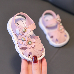 3岁女宝宝婴幼儿学步走路鞋 女宝凉鞋 子夏季 软底防滑小童儿童鞋