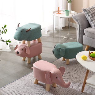 创意实木小凳子儿童卡通换鞋 凳家用门口可爱动物大象矮板凳懒人