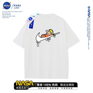 休闲潮牌趣味动漫通勤纯棉短袖 NASA联名T恤火影鸣人卡通印花男款