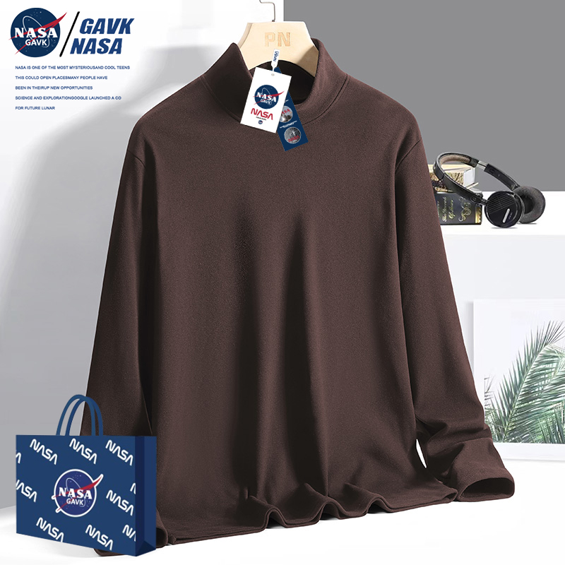 GAVK秋冬男女同款 德绒低领情侣运动潮牌卫衣内搭打宽松上衣 NASA