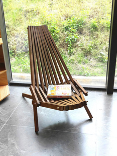 欧躺椅折叠椅家用阳台户外休闲椅子创意庭院午休实木懒人沙滩椅
