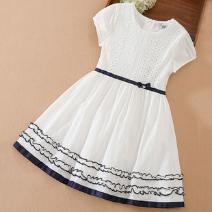 女童夏装 休闲裙新款 8岁以上 140cm以上 中大童 A字 纯棉白色时尚