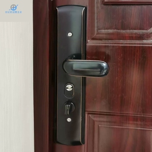 锁具家用大把手通用型铁门不锈钢大门锁C级锁心 黑色 防盗门锁套装