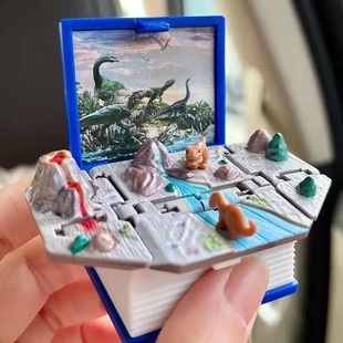 3D立体书钥匙扣折叠弹爆书恐龙迷你小书世界儿童益智玩具钥匙挂件