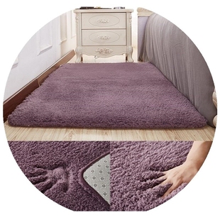 蓝色长毛地毯卧室地垫长方形床边床尾毯ditan飘窗垫客厅地垫