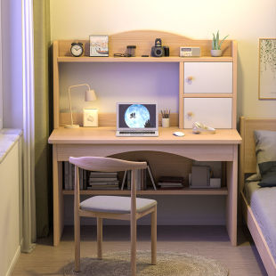 电脑桌台式 书桌书架组合一体简约家用写字桌子卧室简易学生学习桌