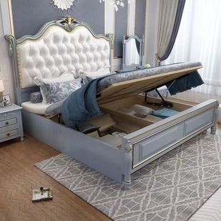 轻奢床1.8米双人床现代简约主卧欧式 大床1.5米储物婚床 实木床美式