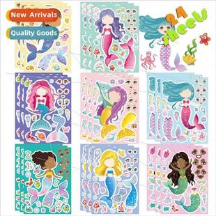 Cartoon Make Stickers Party Mermaid Favor