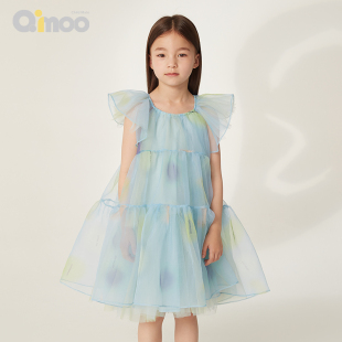 女童甜美设计款 渐变色网纱公主连衣裙QYH1LP301C 淇木Qimoo童装