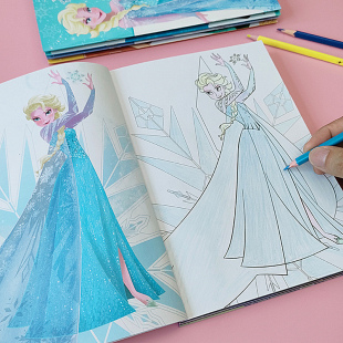 爱莎公主涂色书冰雪奇缘女孩画画本幼儿园3 6岁儿童启蒙填绘画本