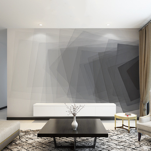 电视背景墙大气灰色壁纸视觉艺术现代简约墙纸客厅卧室影视墙壁画