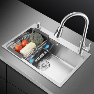 厨房家用304不锈钢水槽洗菜盆手工单槽加厚洗碗槽洗碗池大号台下