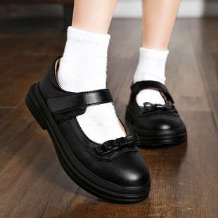 夏季 2023新款 女童小皮鞋 中大童英伦风礼服鞋 儿童黑色演出公主单鞋