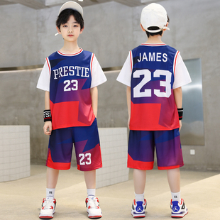儿童装 男童篮球服夏装 男孩夏季 速干短袖 2023新款 中大童运动服 套装