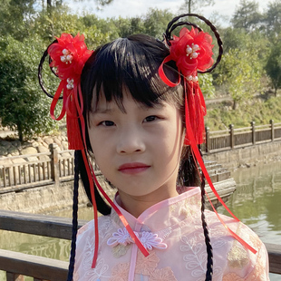 新年中国风头饰儿童汉服古装 头饰女童古风发夹子发饰流苏小女孩