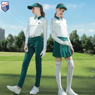 球服装 女士球衣套装 春秋ZG6高尔夫女装 速干T恤上衣墨绿色长裤 长袖