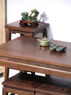 户型茶桌鸡翅长条桌家用小木桌组合中式 学习桌实木餐桌休闲简约椅