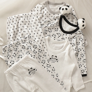 中小男孩儿童宝宝柔软纯棉薄款 弹力打底上衣睡衣 熊猫中国风三件装