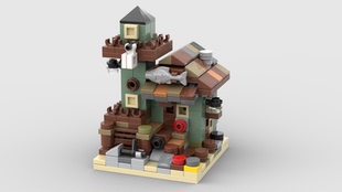 适用乐高小颗粒拼装 积木模型玩具 MOC迷你街景建筑系列渔夫小屋