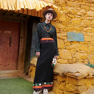 半身裙 藏式 「一心」藏式 一片式 绑带半身裙 舞蹈裹裙藏族服装