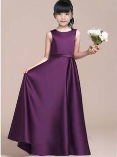 紫色儿童礼服女童连衣裙钢琴演出服童装 春夏主持人礼服裙 2017新款