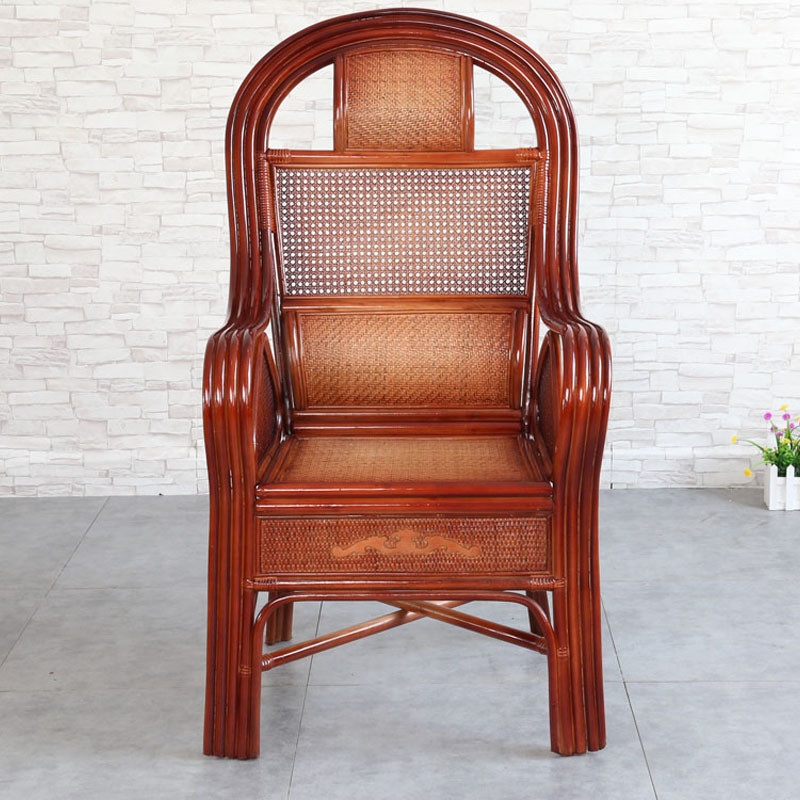 真藤椅子单个高靠背椅休闲腾椅现代简约老人座椅办公椅藤条编织椅