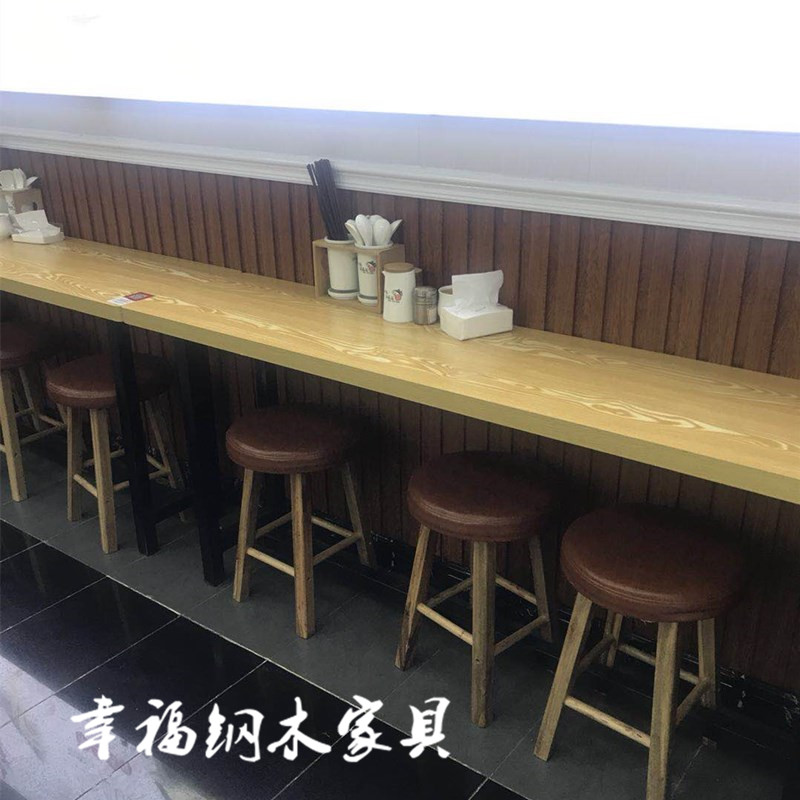 靠墙吧台桌小吃奶茶店长条桌子简约现代高脚凳子吧台桌尺寸可定制