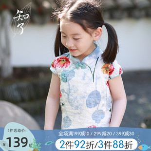 连衣裙日常旗袍K3170 少女旗袍式 儿童夏装 知了童装 女童中国风唐装