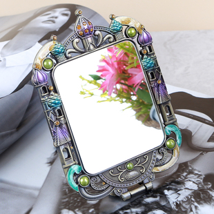梳妆小镜子女化妆镜随身便携折叠创意个性 高级礼品礼物镜 新疆欧式