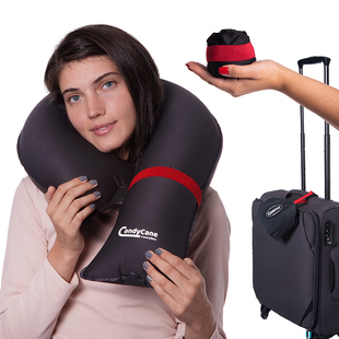 CandyCane 旅行枕汽车靠枕颈枕 可充气U型枕 车载办公室午睡枕头