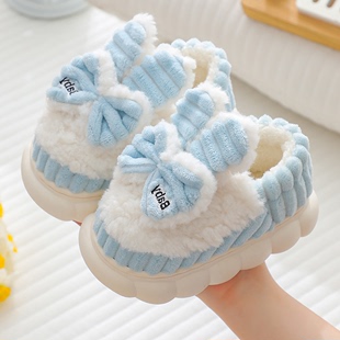 儿童棉拖鞋 包跟冬季 可爱女童保暖加绒加厚防滑女宝宝亲子毛拖鞋