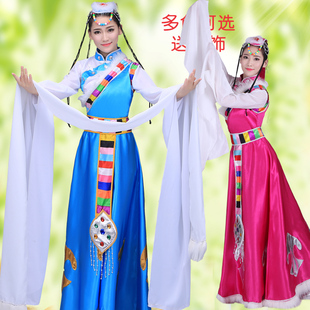 2024新款 藏族舞蹈演出服女成人藏族水袖 服装 少数民族舞台表演服女