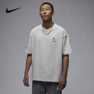 Nike耐克短袖 男夏新款 JORDAN宽松透气纯棉灰色针织T恤DZ7314 134