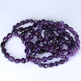 天然紫水晶手链随形原石正品 巴西紫色水晶散珠串珠单圈手串女男
