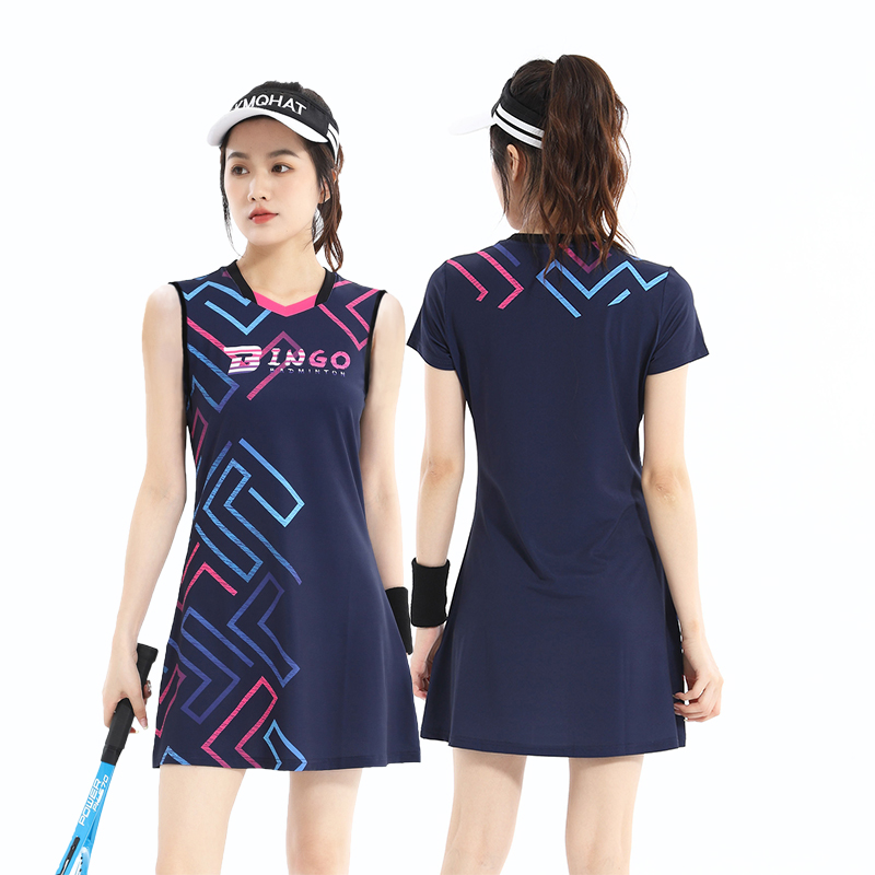 羽毛球服连衣裙女短袖 速干透气吸汗运动跑步乒乓网排比赛定制团购