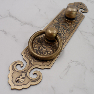 仿古铜配件门条拉手纯铜门环中式 门锁古铜色黄铜把手全铜加粗柜门