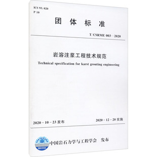 计量标准 CSRME 2020 专业科技 中国水利水电出版 003 社T 岩溶注浆工程技术规范
