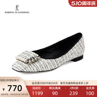 RL97231 珍珠低跟单鞋 甜美小香风通勤鞋 Roberta诺贝达休闲女鞋 时尚
