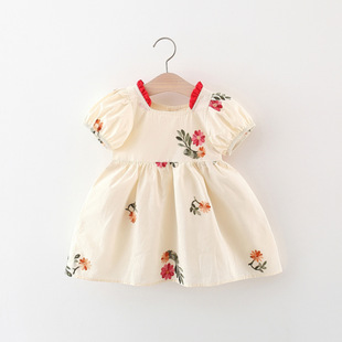 女童夏装 背心裙0 3岁女宝宝洋气连衣裙6 8个月婴儿绣花裙子
