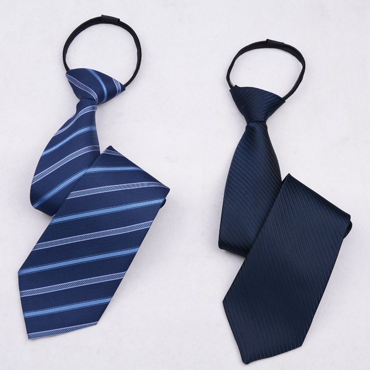 拉链式 领带蓝条纹领带方便免打式 上班单位搞活动多色可选男女同款