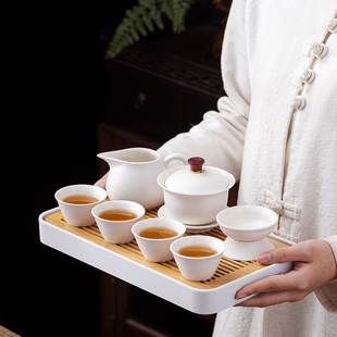 旅行陶瓷功夫茶具套装 家用一壶六杯泡茶壶礼品定制489 盖碗便携式