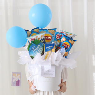 纸套装 少女心送女友生日礼物 创意零食花束抱抱桶diy材料花艺包装