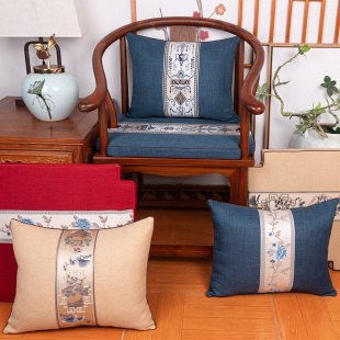 中式 红木沙发坐垫实木椅子椅垫圈椅餐椅茶椅防滑加厚棉麻座垫定制