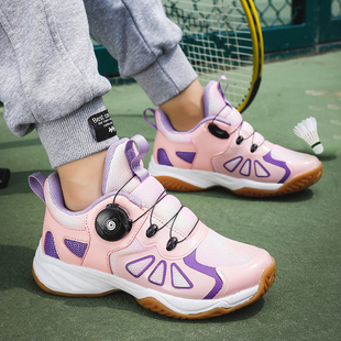 出口日本旋转扣儿童羽毛球鞋 专业女童防滑童鞋 网面男童网球运动鞋