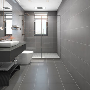 纯黑白灰色哑光仿古砖厨房墙砖卫生间瓷砖300x600浴室防滑地板砖