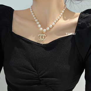 法式 小香风双C珍珠项链轻奢高级感复古赫本风名媛气质颈链锁骨链